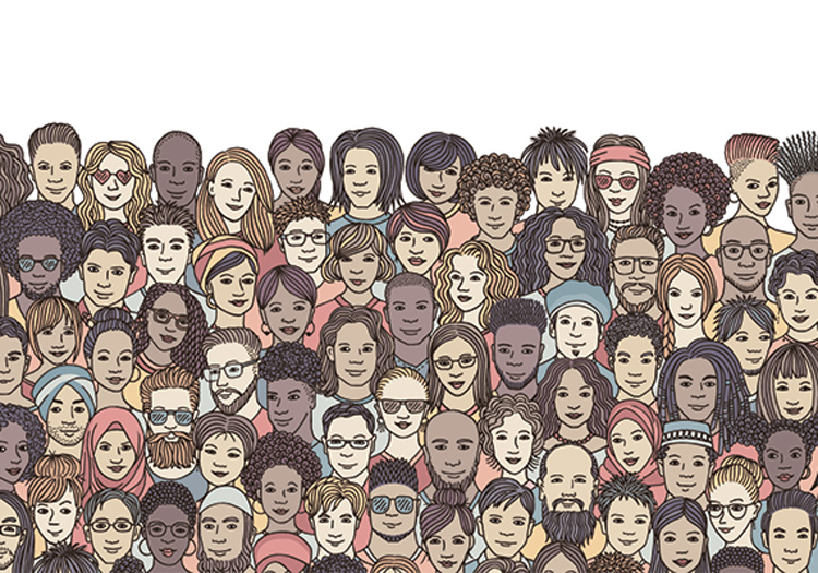 Sea of diverse faces