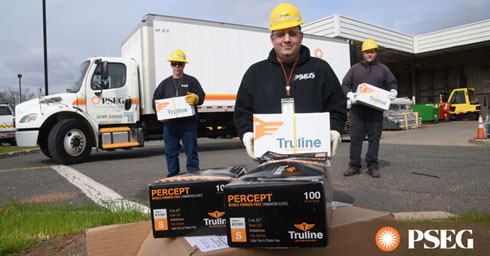 PSEG employees shown donating masks.