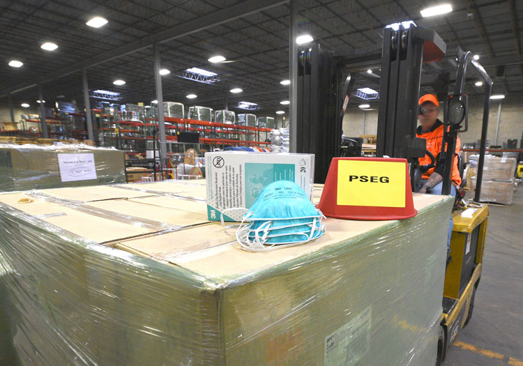 A palette of N95 respirator masks being donated by PSEG to one of New Jersey’s largest health care systems is shown.