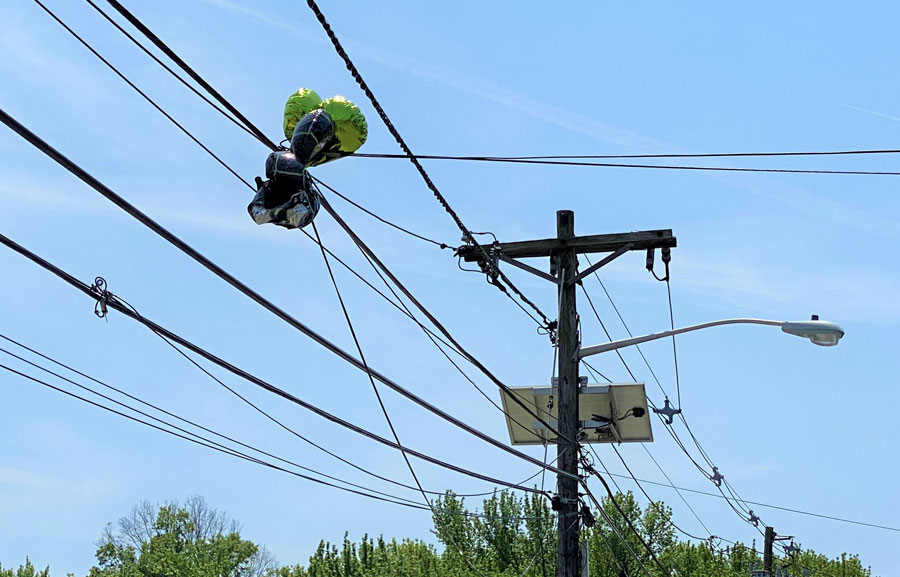 Mylar balloons in PSEG powerlines