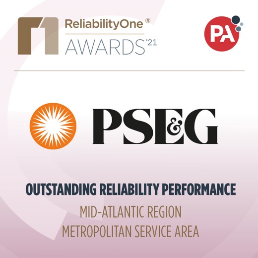 PSEG ReliabilityOne Award Winner for Outstanding Reliability Performance