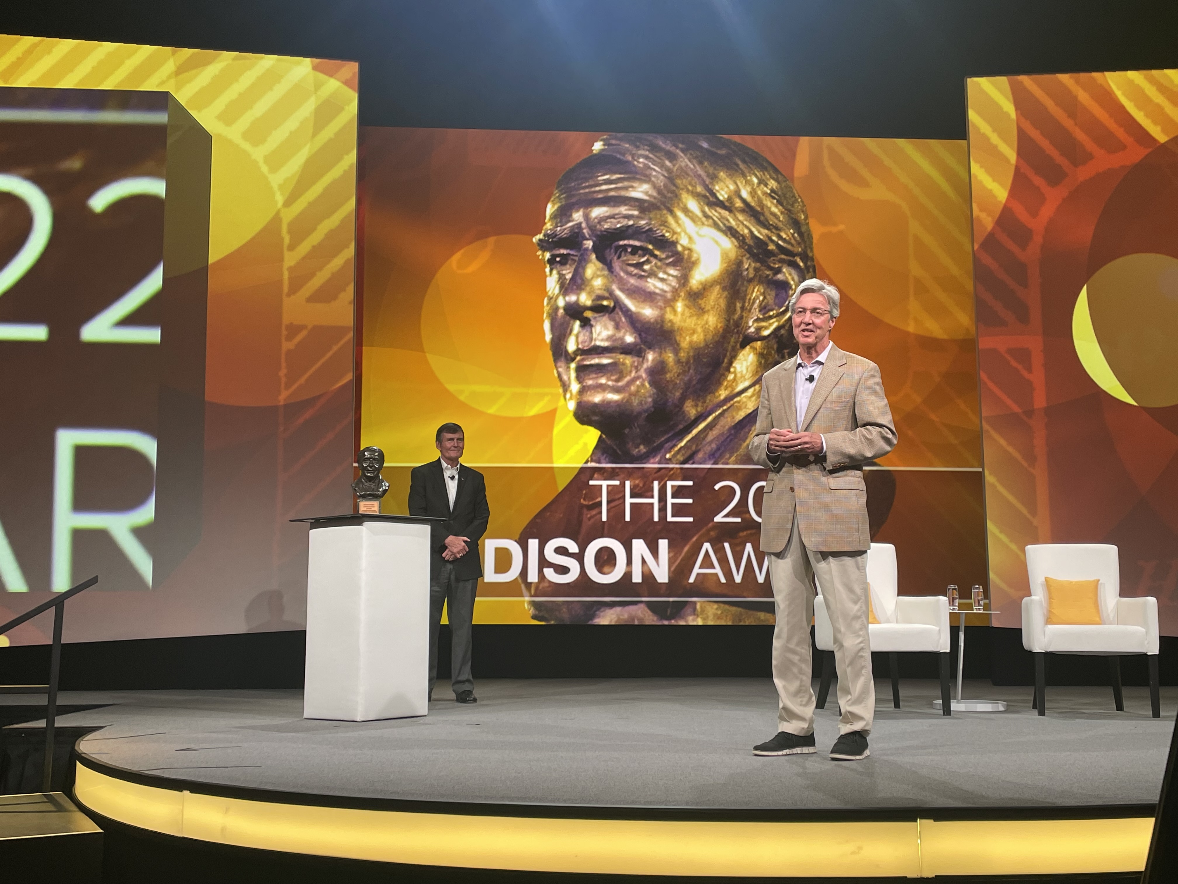 PSEG Chairman and CEO, Ralph Izzo, accepts the 2022 Edison Award at the Edison Electric Institute's annual convention and Expo.