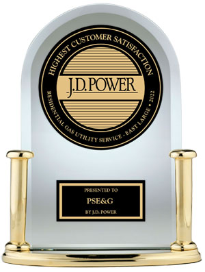 JD Power Trophy presented to PSE&G for Ranking First In Customer Satisfaction in the East among Large Utilities According to the J.D. Power 2022 Gas Utility Residential Customer Satisfaction Study.