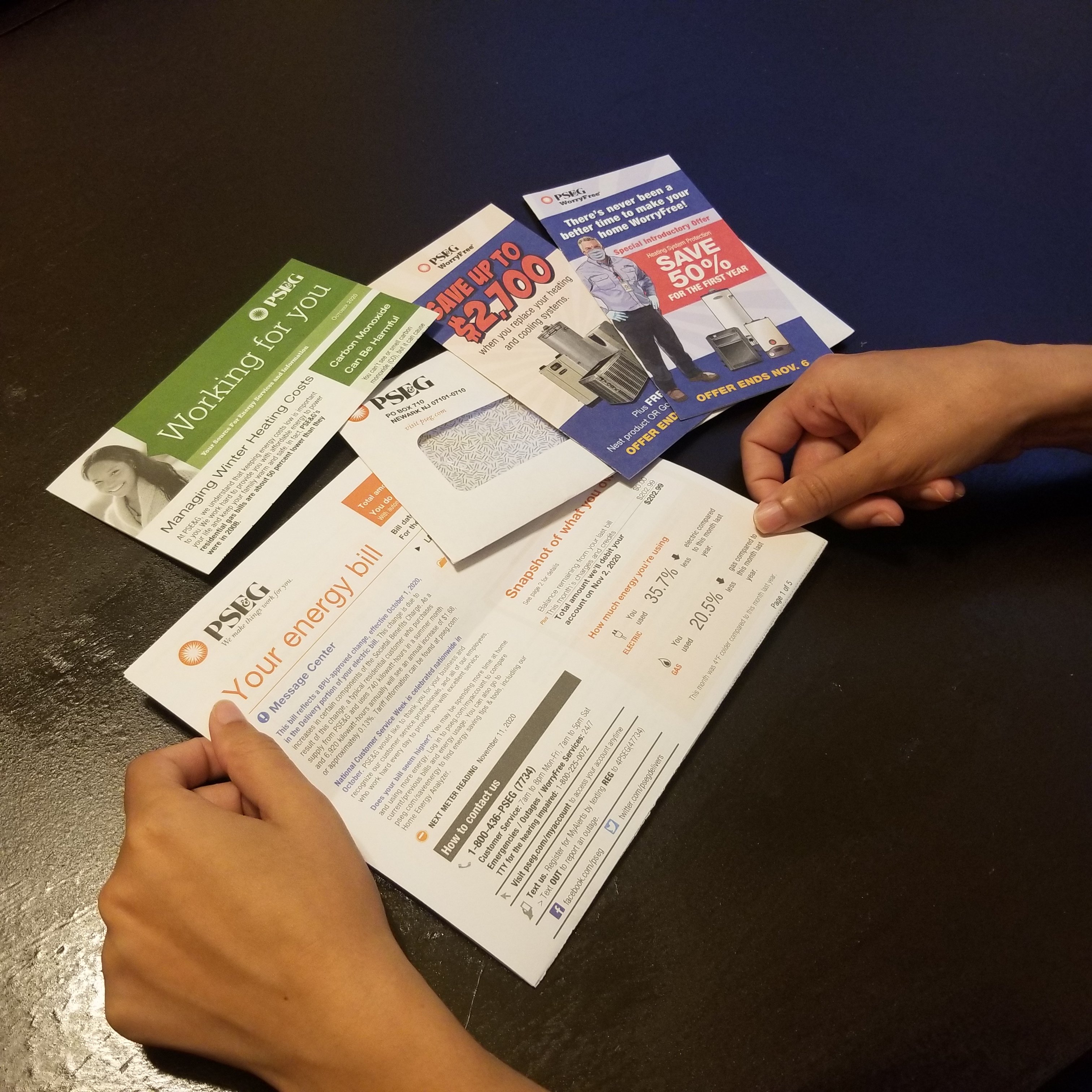 Customer reviewing their PSE&G bill.