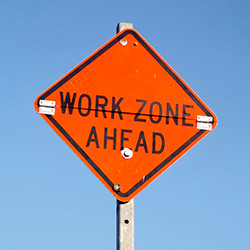 Work Zone Ahead sign