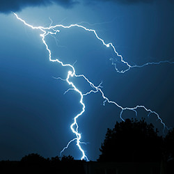 Stormy sky with lightning bolt