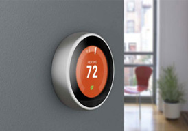 A smart thermostat is shown.