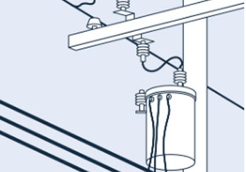 Top of utility pole is shown.