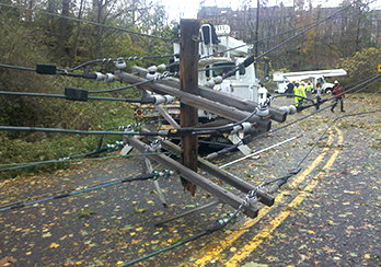 A downed utility pole