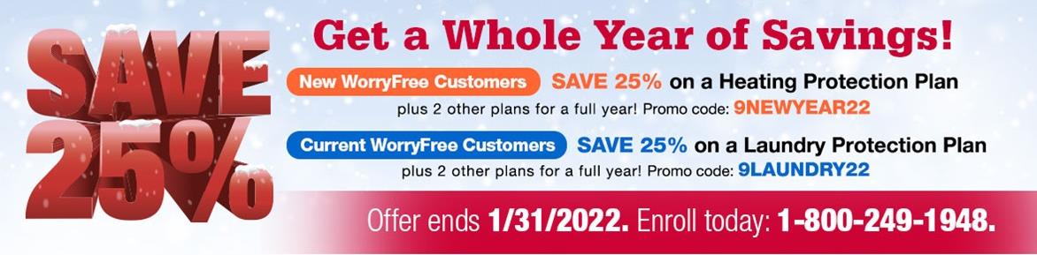 PSE&G WorryFree Heating and Laundry protection plan promotions.