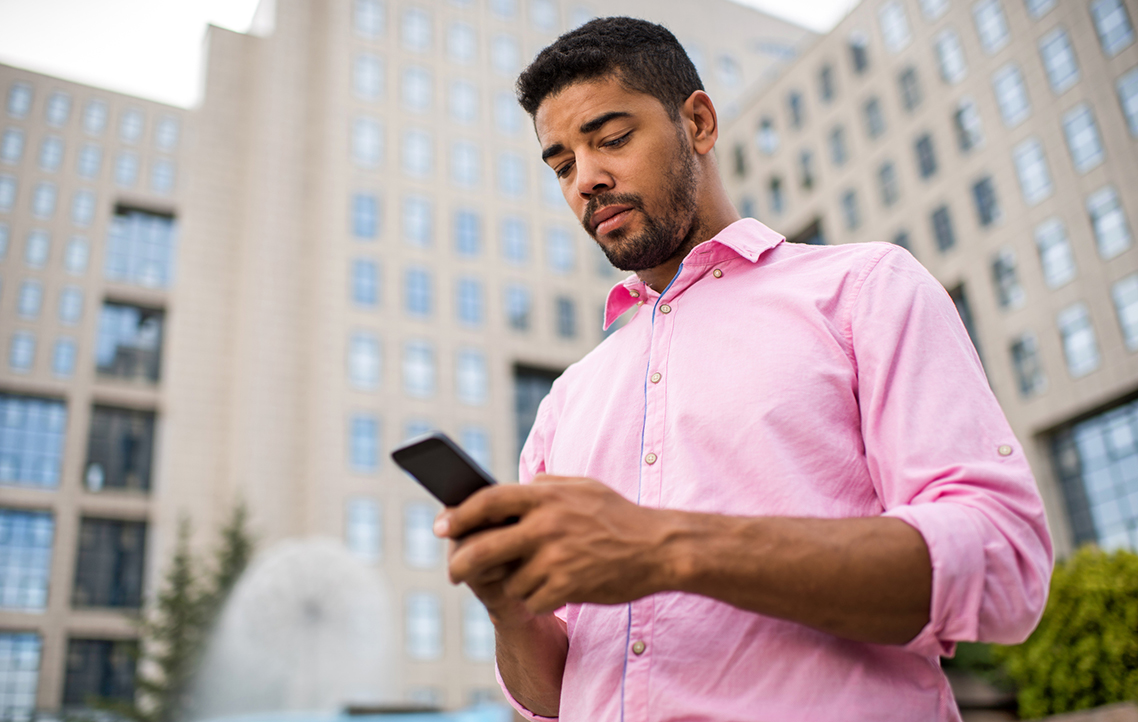 A man using a smartphone