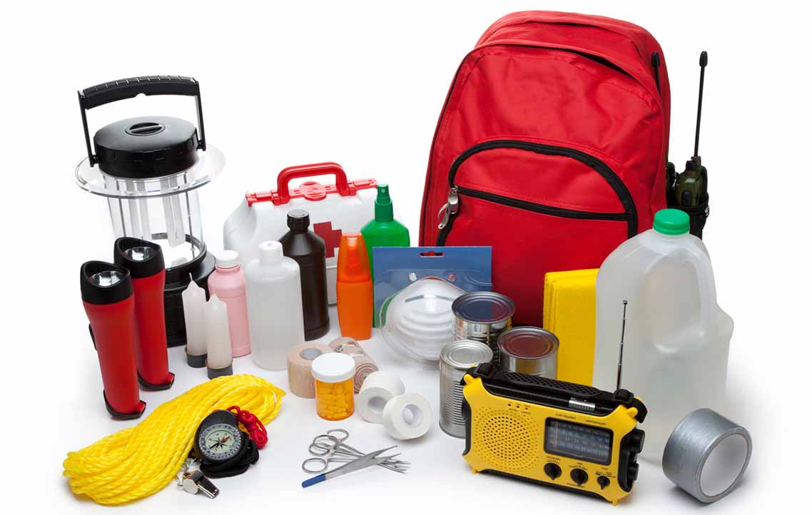 an assortment of emergency supplies
