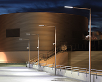 industrial lights illuminating a parking lot