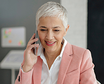 Woman speaking on a smartphone
