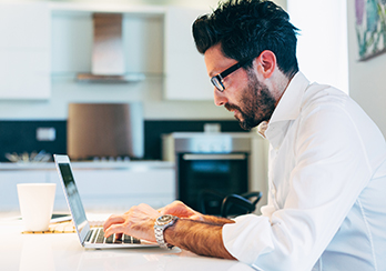 Man working on a laptop