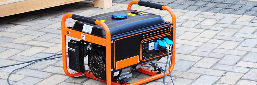 A power generator sitting on a brick patio