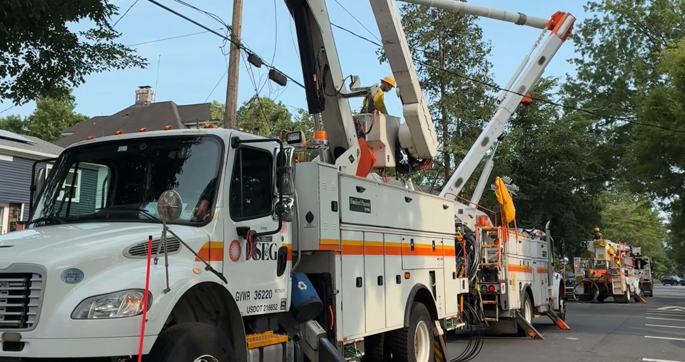 July 4, 2026 - PSE&G line crews shown restoring power in Plainfield, NJ.