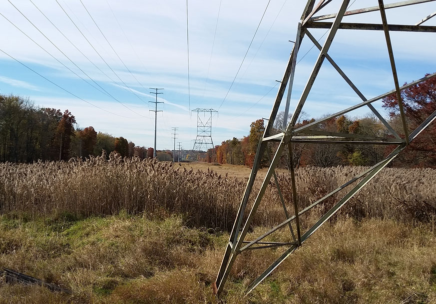 An electric transmission right-of-way is shown.