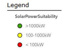 Solar Power Suitability Map legend